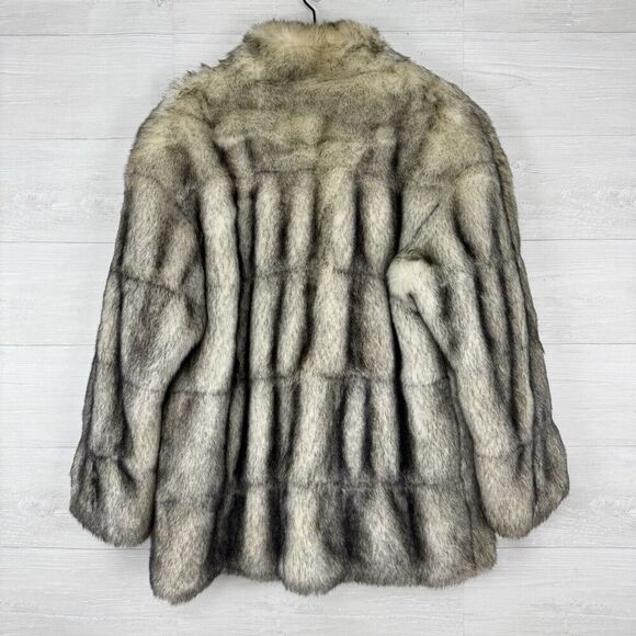 Vtg Gallery Faux Fur Coat Jacket Women L Gray Eskimo Y2K Lined Soft Old Money - Picture 7 of 15